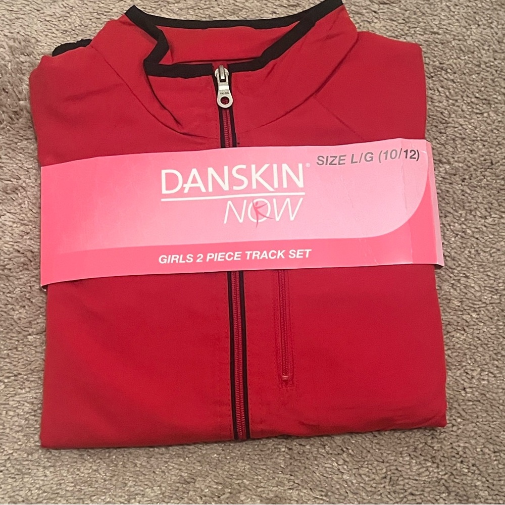 Girls 2 Piece Danskin Now Vibrant Red Track Jacket - Size L/G (10-12)